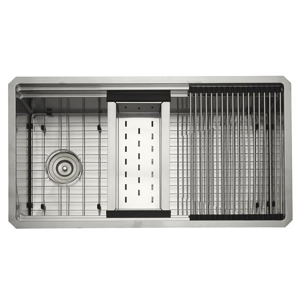 Nantucket Sinks - 32 Inch Profession/Al Prep Station Small Radius Undermount Stainless Kitchen Sink With Accessories.