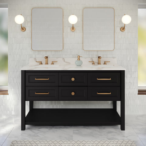 Jeffrey Alexander - Kipling 60 Inch W  Double Basin Bathroom Vanity Set