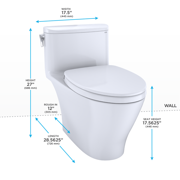Toto - Nexus 1G One-Piece Elongated 1.0 Gpf Toilet With Ss124 Softclose Seat, Washlet+ Ready, Ebony