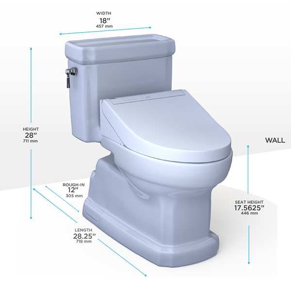 Toto - Washlet+ Eco Guinevere Elongated 1.28 Gpf Toilet With C5 Bidet Seat, Cotton White