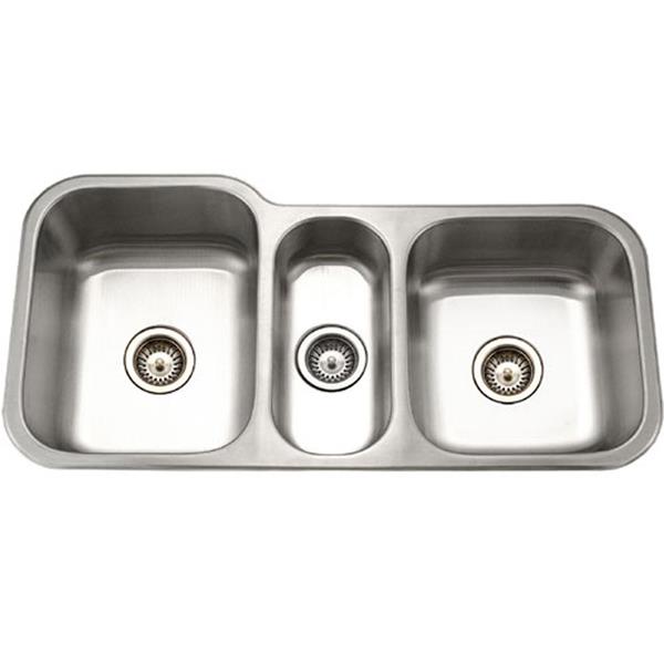 Hamat - Gourmet 40 Inch Undermount Stainless Steel Triple Bowl Kitchen Sink