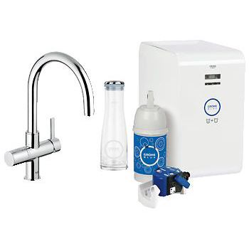 Grohe - Single-Handle Pull Down Kitchen Faucet Single Spray 1.75 GPM With Chilled & Sparkling Water