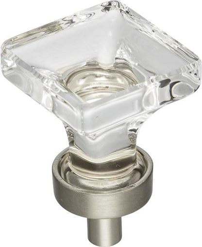 Jeffrey Alexander - 1 Inch Overall Length Square Glass Harlow Cabinet Knob