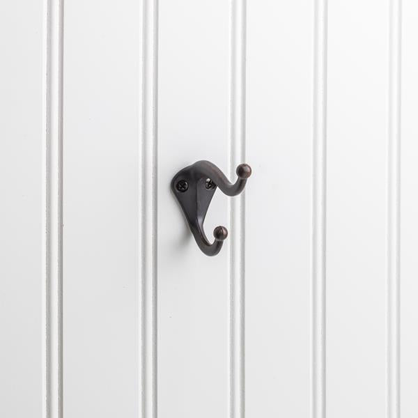 Elements - 2-5/16 Inch Double zinc wall mount coat hook.
