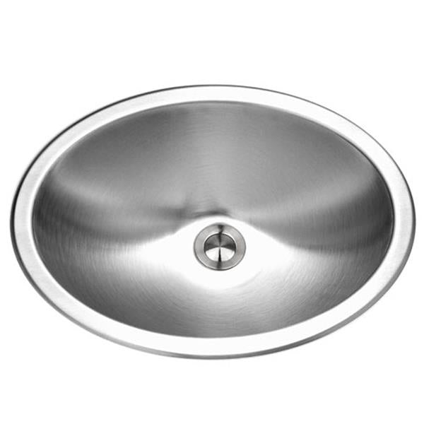 Hamat - Halo 18 Inch Undermount Stainless Steel Oval Bowl Lavatory Sink with Overflow