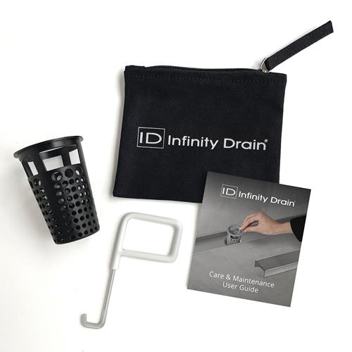 Infinity Drain - Hair Maintenance Kit. Includes AKEY Lift-out key, and HB 65B Hair Basket in black.