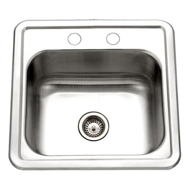 Hamat - Hotel 15 Inch Topmount Stainless Steel 2-Holes Bar/Prep Sink