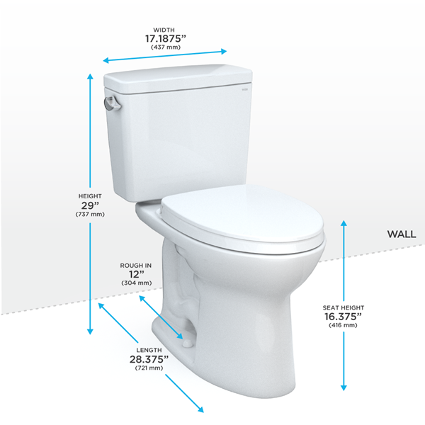 Toto - Drake Two-Piece Elongated 1.6 Gpf Tornado Flush Toilet With Cefiontect And Softclose Seat, Washlet+ Ready, Cotton White