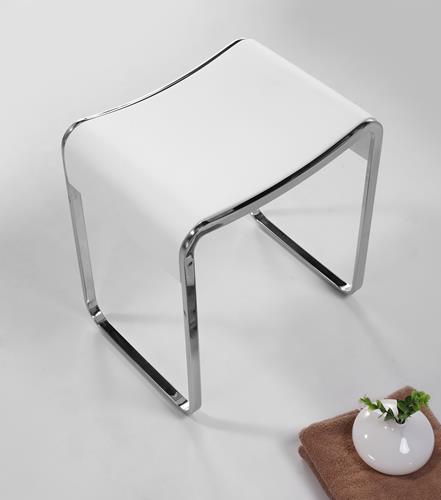 Ico - Shower Stool - Matte White With Chrome Legs