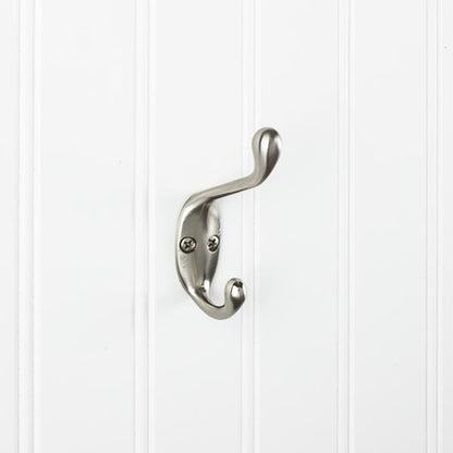Elements - 3-3/8 Inch Double zinc wall mount coat hook.