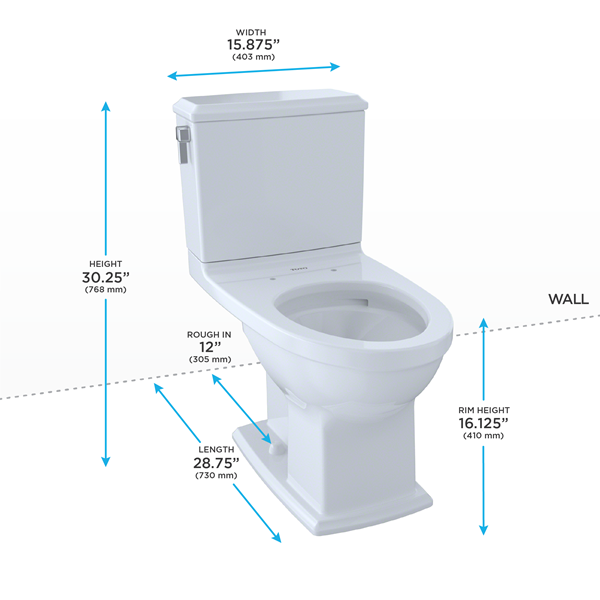 Toto - Connelly Two-Piece Elongated Dual-Max, Dual Flush 1.28 And 0.9 Gpf  Toilet, Ebony