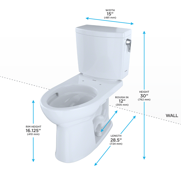 Toto - Drake II 1G Two-Piece Elongated 1.0 Gpf Toilet With Cefiontect And Right-Hand Trip Lever, Cotton White