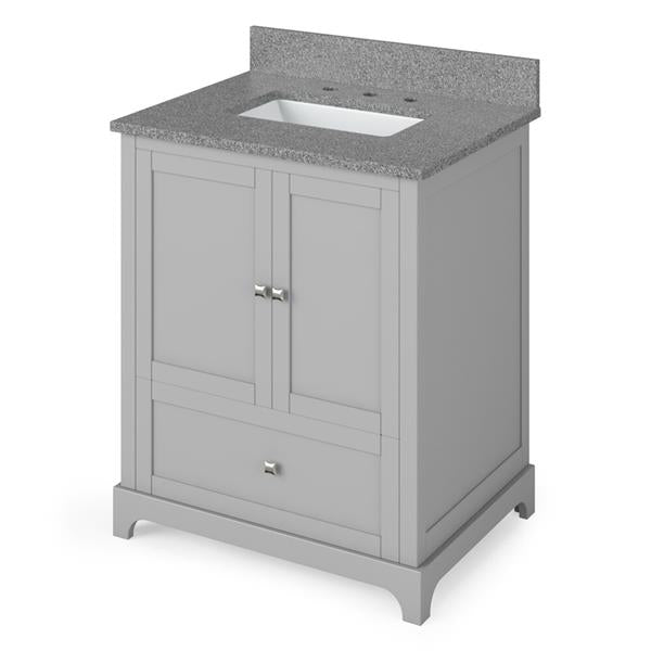 Jeffrey Alexander - 30 Inch Addington Vanity with Vanity Top and undermount rectangle bowl