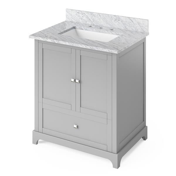 Jeffrey Alexander - 30 Inch Addington Vanity with Vanity Top and undermount rectangle bowl