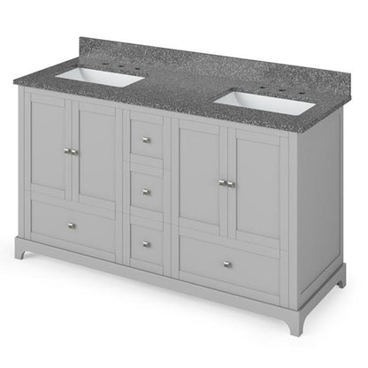 Jeffrey Alexander - 60 Inch Addington Vanity with Vanity Top and two undermount rectangle bowls