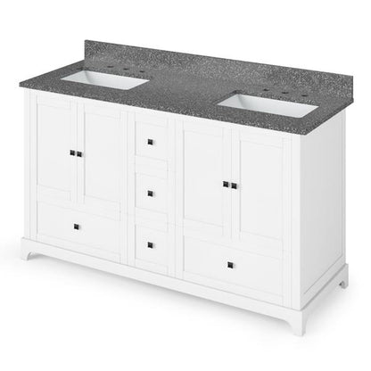 Jeffrey Alexander - 60 Inch Addington Vanity with Vanity Top and two undermount rectangle bowls