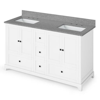 Jeffrey Alexander - 60 Inch Addington Vanity with Vanity Top and two undermount rectangle bowls