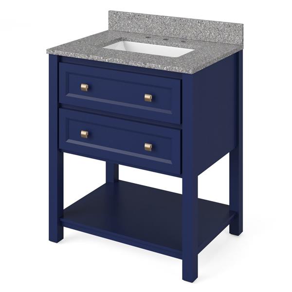Jeffrey Alexander - 30 Inch Adler Vanity with Vanity Top and undermount rectangle bowl