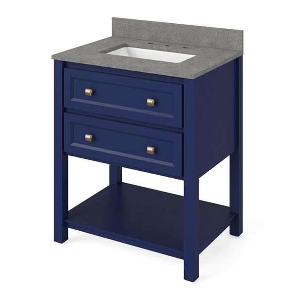 Jeffrey Alexander - 30 Inch Adler Vanity with Vanity Top and undermount rectangle bowl