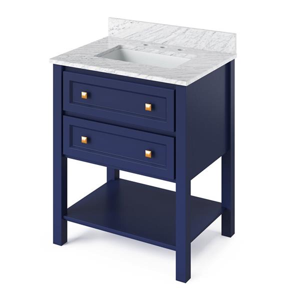 Jeffrey Alexander - 30 Inch Adler Vanity with Vanity Top and undermount rectangle bowl