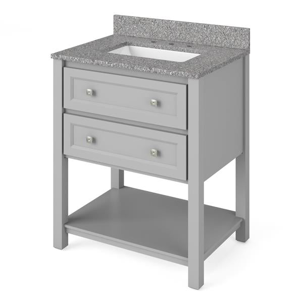 Jeffrey Alexander - 30 Inch Adler Vanity with Vanity Top and undermount rectangle bowl