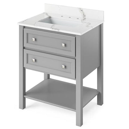 Jeffrey Alexander - 30 Inch Adler Vanity with Vanity Top and undermount rectangle bowl
