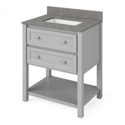 Jeffrey Alexander - 30 Inch Adler Vanity with Vanity Top and undermount rectangle bowl