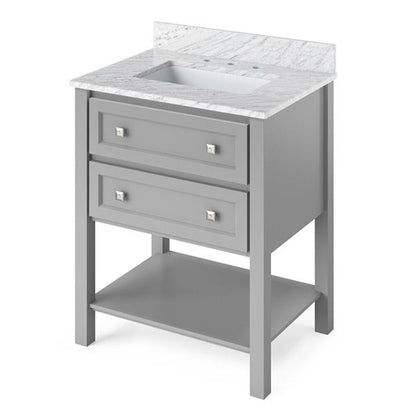 Jeffrey Alexander - 30 Inch Adler Vanity with Vanity Top and undermount rectangle bowl