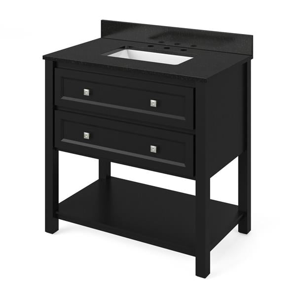 Jeffrey Alexander - 36 Inch Adler Vanity with Vanity Top and undermount rectangle bowl