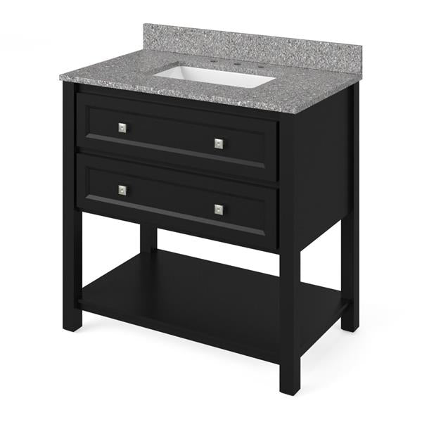 Jeffrey Alexander - 36 Inch Adler Vanity with Vanity Top and undermount rectangle bowl