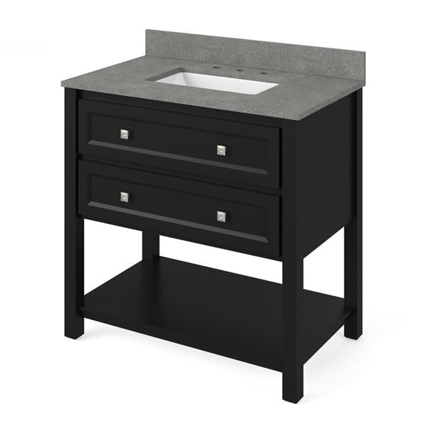 Jeffrey Alexander - 36 Inch Adler Vanity with Vanity Top and undermount rectangle bowl