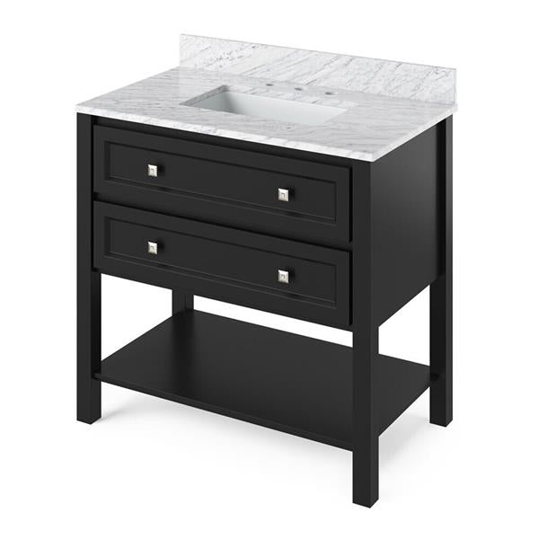 Jeffrey Alexander - 36 Inch Adler Vanity with Vanity Top and undermount rectangle bowl