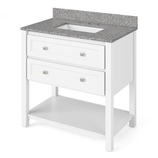 Jeffrey Alexander - 36 Inch Adler Vanity with Vanity Top and undermount rectangle bowl