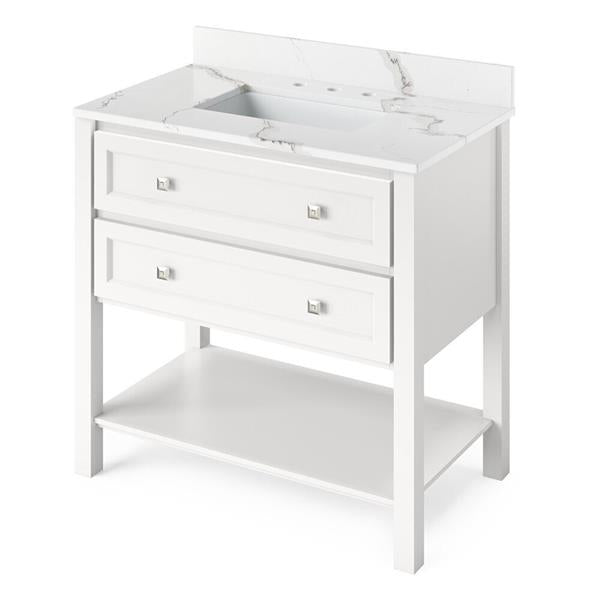 Jeffrey Alexander - 36 Inch Adler Vanity with Vanity Top and undermount rectangle bowl