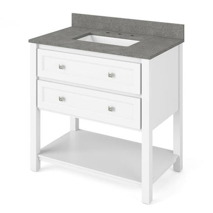 Jeffrey Alexander - 36 Inch Adler Vanity with Vanity Top and undermount rectangle bowl