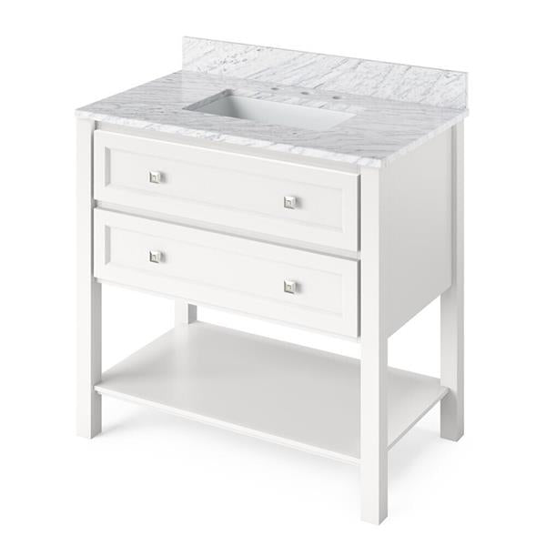 Jeffrey Alexander - 36 Inch Adler Vanity with Vanity Top and undermount rectangle bowl