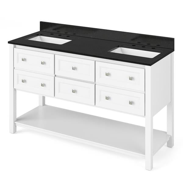 Jeffrey Alexander - 60 Inch Adler Vanity with Vanity Top and two undermount rectangle bowls