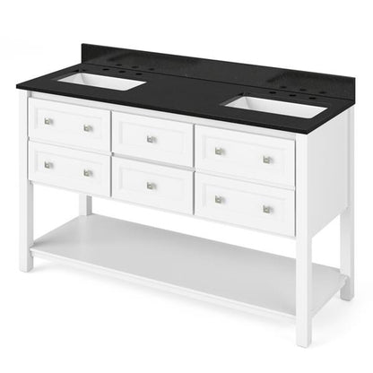 Jeffrey Alexander - 60 Inch Adler Vanity with Vanity Top and two undermount rectangle bowls