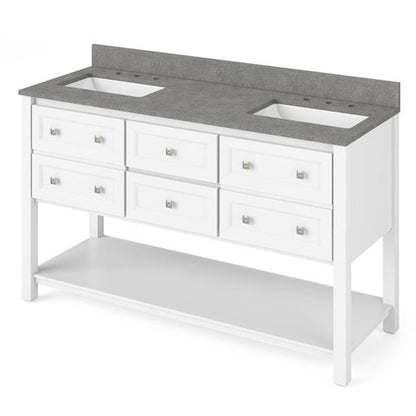 Jeffrey Alexander - 60 Inch Adler Vanity with Vanity Top and two undermount rectangle bowls