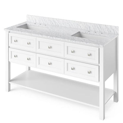 Jeffrey Alexander - 60 Inch Adler Vanity with Vanity Top and two undermount rectangle bowls