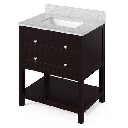 Jeffrey Alexander - 30 Inch Astoria Vanity with Vanity Top and undermount rectangle bowl