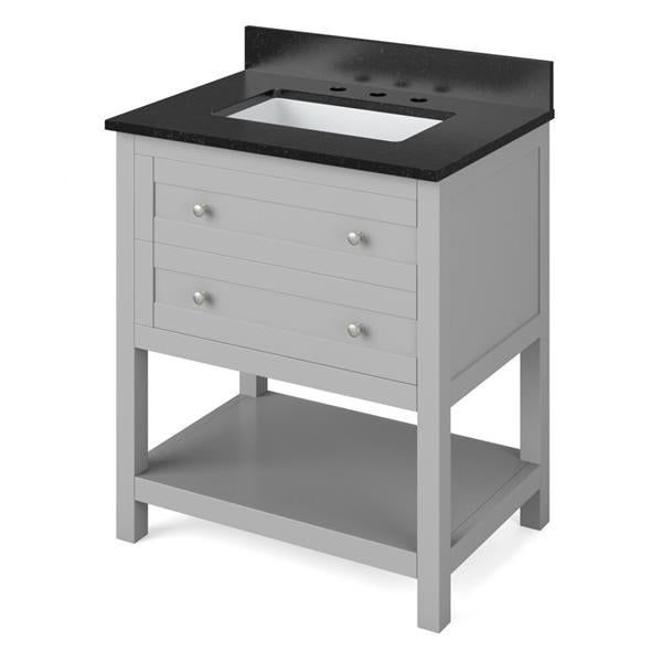 Jeffrey Alexander - 30 Inch Astoria Vanity with Vanity Top and undermount rectangle bowl