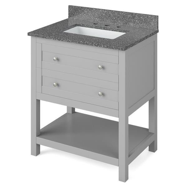 Jeffrey Alexander - 30 Inch Astoria Vanity with Vanity Top and undermount rectangle bowl