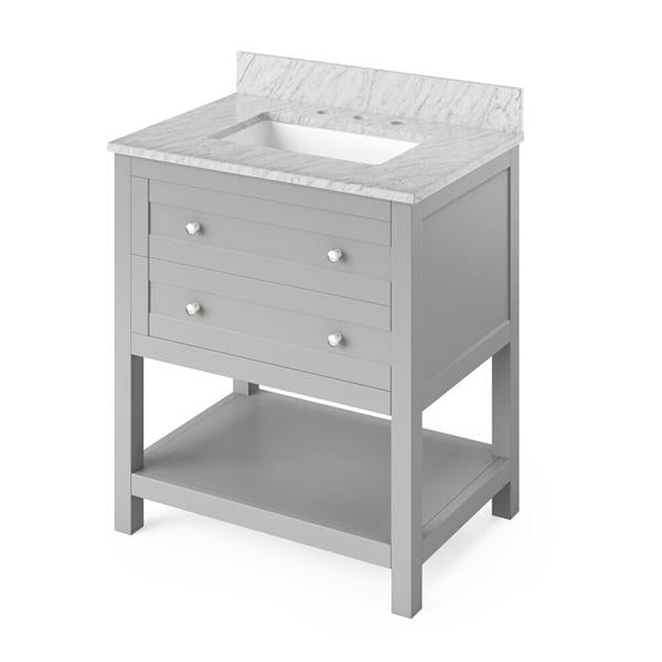 Jeffrey Alexander - 30 Inch Astoria Vanity with Vanity Top and undermount rectangle bowl