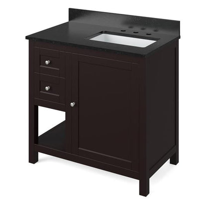 Jeffrey Alexander - 36 Inch Astoria Vanity, right offset with Vanity Top and undermount rectangle bowl