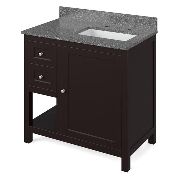 Jeffrey Alexander - 36 Inch Astoria Vanity, right offset with Vanity Top and undermount rectangle bowl
