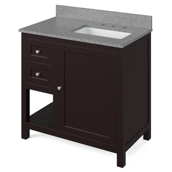 Jeffrey Alexander - 36 Inch Astoria Vanity, right offset with Vanity Top and undermount rectangle bowl
