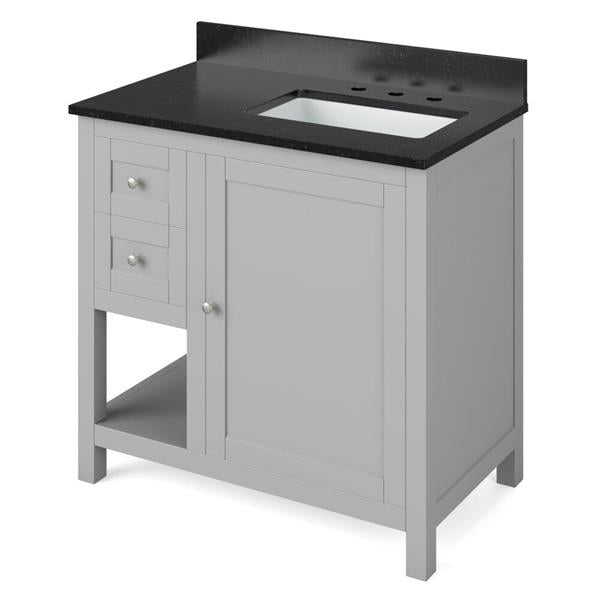 Jeffrey Alexander - 36 Inch Astoria Vanity, right offset with Vanity Top and undermount rectangle bowl