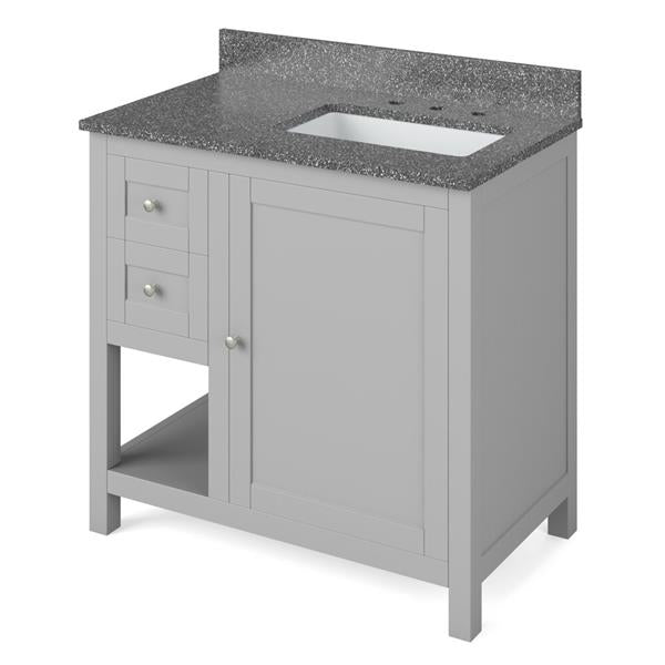 Jeffrey Alexander - 36 Inch Astoria Vanity, right offset with Vanity Top and undermount rectangle bowl