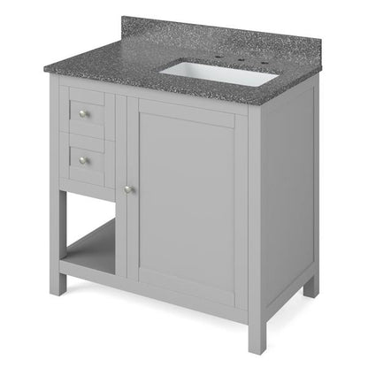Jeffrey Alexander - 36 Inch Astoria Vanity, right offset with Vanity Top and undermount rectangle bowl